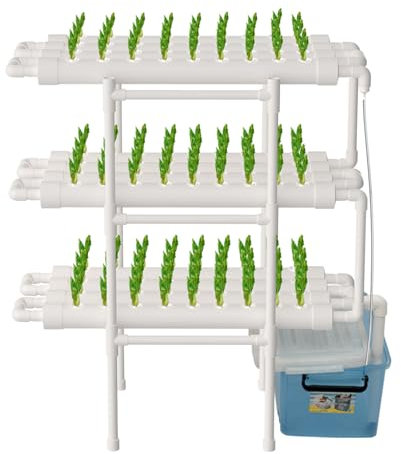 TanjcXliu Hydroponiskt system, hydroponiskt odlingssystem, hydroponiskt torn, hydroponiskt torn, hydroponiskt odlingsset – 3 våningar, 108 planteringsplatser, 100 × 50 × 102 cm, för hem, trädgård,