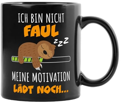 Faultier Geschenk - Faultier Tasse Ich bin nicht Faul meine Motivation lädt noch - Kaffeetasse lustig mit Spruch - Bürotasse auf Arbeit - Geschenkidee Kollegen, Kollegin
