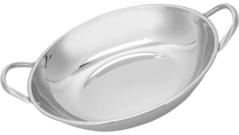 Didiseaon Sartén Redonda de Acero Inoxidable Doble Asa para Uso en Casa y Exterior