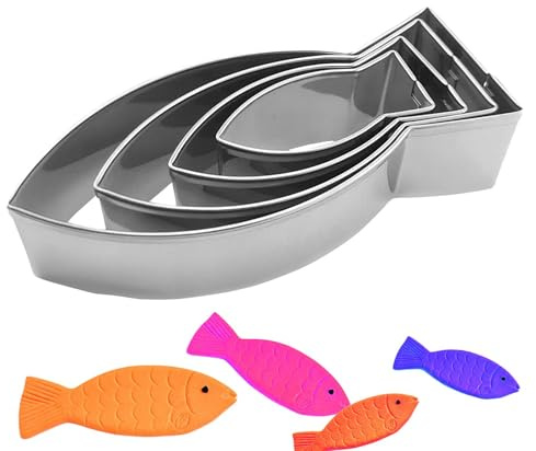 Juego de cortadores de galletas marinas: 4 piezas de acero inoxidable, moldes para cortar peces, herramientas para hornear, fondant, sándwich, accesorios para hornear caseros para amantes de la pasta