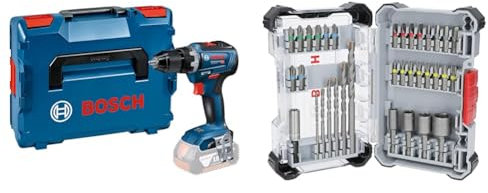Bosch Professional 18V System Akku Bohrschrauber GSR 18V-55 (inkl. L-BOXX, ohne Akku/Ladegerät) + 35x Extra Hard Schrauberbit‑ und CYL-3 Bohrer-Set, 35‑tlg. (197 x 110,5 mm, Zubehör)