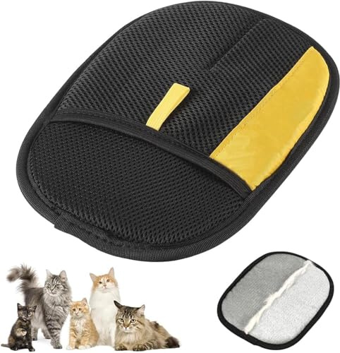 VAWSVOCS 2 Pièces Gant Poil Chat, Double Face Brosse Poils Animaux,Gants d'épilation d'animaux pour Chien et Chat, Gants d'épilation réutilisables pour Le Lavage, Le démêlage et Le toilettage (B)