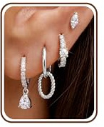Roheafer 4 Paires Boucles d'oreilles Argent 925 pour Femme Piercing Oreille Hypoallergénique Plaquée Or 18 Carats Ensemble Boucle d'Oreille Piercing Helix Tragus Cartilage Bijoux Cadeaux(S-TEARS)