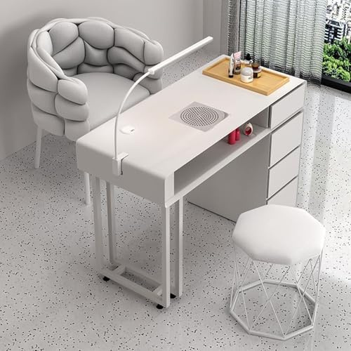 Heliosrider Mesa Manicura Mesa Manicura Profesional Mesa De Manicura Profesional con 4 Cajones para TéCnicos DoméSticos SPA SalóN De Belleza Lugar De Trabajo(White,100 * 40 * 78CM)