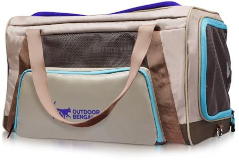 OutdoorBengal Zeppelin™ Airline-Approved Large Cat Carrier Soft – TSA-Approved Pet Carriers with Top Opening for Plane and Car Travel – Kittens or Small Dog Carrier (Creme)