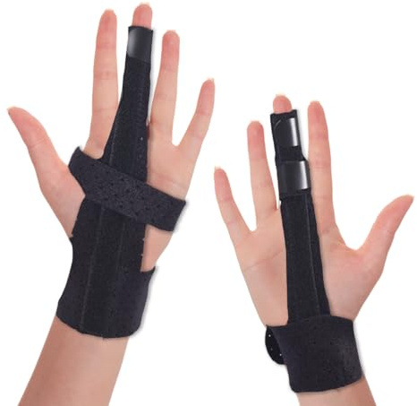 Fingerschiene 2er Set – Verstellbare Aluminium Fingerschiene Zeigefinger, Mittelfinger, Ringfinger & Kleinen Finger, Finger Splint, Unterstützung bei Fraktur, Arthritis, Sehnenreizung & Triggerfinger