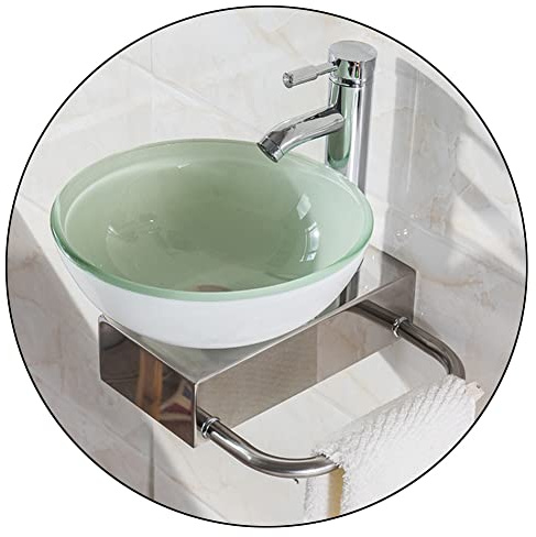 Lavandino di vetro temperato della nave per il piccolo bagno, progettazione fissata al muro di risparmio di spazio