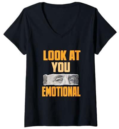 Mujer Naranja Color Dinero sobre Sentimientos Gráfico Naranja Camiseta Cuello V