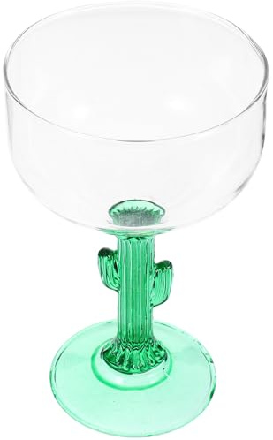 CALLARON Calice da Vino Margarita 400ml in Vetro Trasparente Design a Forma di Cactus, Bicchiere Decorativo Antiscivolo per Feste e Uso Domestico, Stoviglie da Tavola Riutilizzabile