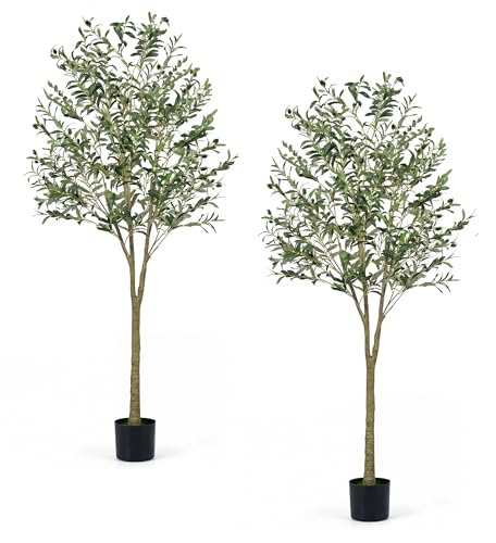 LIFEZEAL Olivos Artificiales 180 cm con maceta, árbol falso realista de 1296 hojas y 72 frutos, decoración de planta verde de interior para casa, regalo de inauguración (2)
