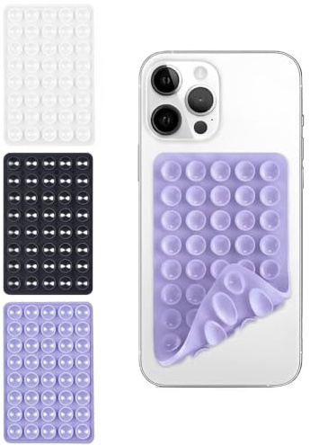 Zeayebsr 3Pcs Ventosa per Telefono,Ventose per Telefono in silicone,Compatibile con Tutti i Modelli,Porta Smartphone per Selfie e Video,Hands-Free, Accessori Telefono(Bianco/Nero/Viola)