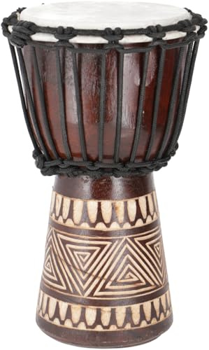 Holztrommel Djembe, handgearbeitet aus Suarholz mit Schnitzereien, 50 cm