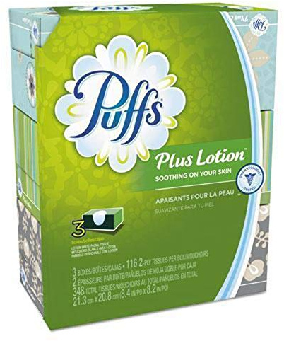 Puffs Puffs Plus Loción Facial tejidos, 3 cajas de familia, 116 tejidos por caja, 348 Count
