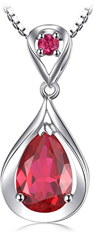 JewelryPalace Infinito Collar Mujer Plata Oro 14k Oro Rosa, Colgante 4ct Rubí Rojo Creado Corte Pera, Colgante Elegante Gota de Agua con Piedra, Collar Niña en Cadena 45cm, Joyas Mujer