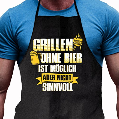 Shirtoo Grillschürze Grillen ohne Bier ist möglich, Aber Nicht sinnvoll – Lustiges Geschenk für echte Männer und Grill-Fans