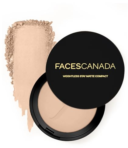FACES Canada - Cipria compatta con finitura opaca, senza peso, 9 g, non oleosa, effetto opaco, uniforma l'incarnato, nasconde le imperfezioni, miscela senza sforzo polvere pressata per tutti i tipi di