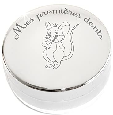 Boite à Dents de Lait en argent - Personnalisée avec prénom ou texte – Dessin de la petite souris - Fabrication française - BDTX