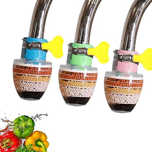 Activated Carbon Water Filter Tap,3 Pcs Clean Purifier Faucet Filter Cartridge for UK Taps, Upgrade Universal Kitchen Mixer Interface Faucet Filter （6-Layer Filtration）