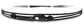 Made by Nami Dünnes Wickel-Armband Herren & Damen mit Karabiner-Haken Verschluss Handmade - Maritimer Surfer Schmuck - Minimalistisches Stoff-Armband - 100% Wasserfest & verstellbar (All Black)