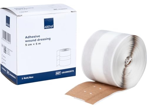 ABENA Adhesive Bandage Roll, 5mx5cm, 1 Roll, Cut-to-Size Plaster Roll, Continuous Wound Pad, Skin-Friendly Adhesive Dressing for Cuts & Scrapes, Flexible First Aid Bandage, Latex Free Medical Plaster