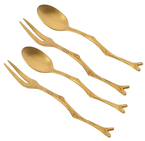 Tomaibaby 4 Piezas Bifurcación De Rama De Acero Inoxidable Cucharas De Catering Cucharas De Café Antiguas Tenedores De Acero Inoxidable Cuchillos y Cucharas Pastel De Cuchara De Té