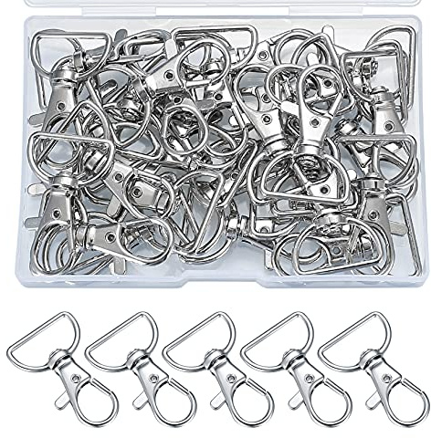 But the cow 30 Pezzi Portachiavi Moschettone, Ganci Twist Lock per Portachiavi Ruotabili a 360°, Ganci Girevole per Macramè Accessori Fatti Mano Gioielli Borse a Tracolla
