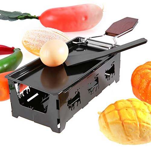 Mini set di raschietto, kit per raclette al formaggio portatile, mini tostatura con manico antiaderente con vassoio di cottura, telaio e spatola