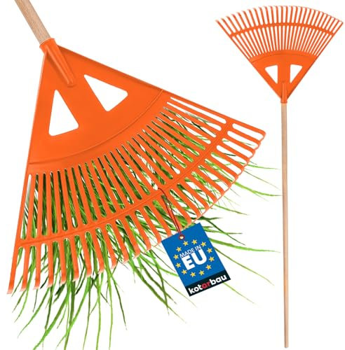 KOTARBAU® Rastrello foglie robusto 580 mm con Manico, Scopa per Foglie, Scopa a ventaglio, rastrello Giardino foglie, in plastica rastrelli olive