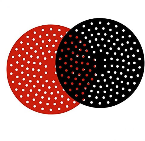 Wudaizhi Non Stick Reusable Air Fryer Liners 2pcs Easy to Clean Silicone Air Fryer Basket Mats, Airfryer Accessories for Baking & for Bamboo Steamers 9inch