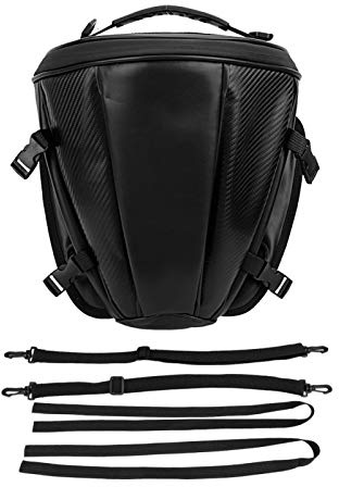 Fydun Motorcycle Tail Bag, Carbon Fiber Style Motorcycle Saddle Bag Waterproof Motorbike Rear Seat Back Bag