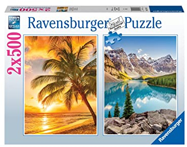 Ravensburger - Puzzle Meer und Berge, 2 x 500 Teile, Puzzle für Erwachsene