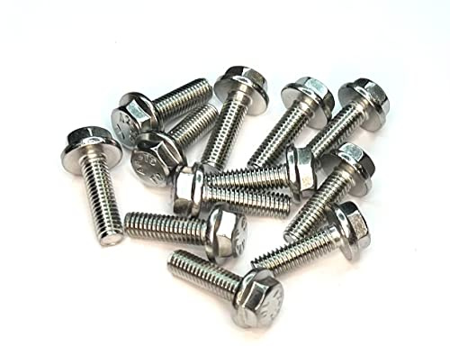 M6 (6mm x 16mm) Flanged Hex Set Screw (Fully Threaded Bolt) - A2 Grade Stainless Steel (pack of 10)