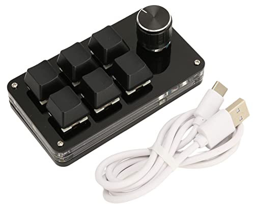 Mini Clavier à 6 Touches avec Bouton, Clavier Programmable USB DIY, Clavier Mécanique Macro à Une Main, Clavier de Jeu OSU Rétroéclairé RVB pour Bureau, Jeux, Musique, Médias, Laboratoire