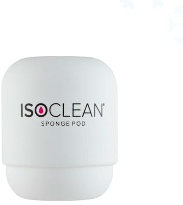 ISOCLEAN Cosmetic Makeup Sponge Pod, Practical Storage Container for Makeup Sponges and Blenders, Soft Silicone Carrying Case with Ventilation to protect Makeup Accessories - White