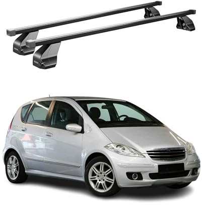 Menabo - Barre trasversali per portapacchi, compatibile con Mercedes Classe A W169 2004-2012, portapacchi per portapacchi per portapacchi - 2X in acciaio - capacità di carico 75 kg