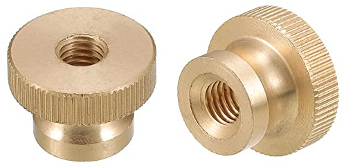 uxcell Knurled Thumb Nuts, 2pcs M8 x D23mm x H16mm Brass Knurled Nut with Collar High Head Through Hole Adjusting Nuts for 3D Printer Parts