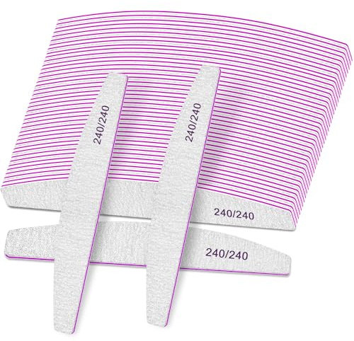 Nagelfeile-Nagelfeilen，240/240 Körnung Nagelfeilen für Naturnägel, 25 Stück Professionelle Nagelfeile für Fingernagel, Doppelseitige Schmirgelbrett Nagelfeile für Nagelstudio