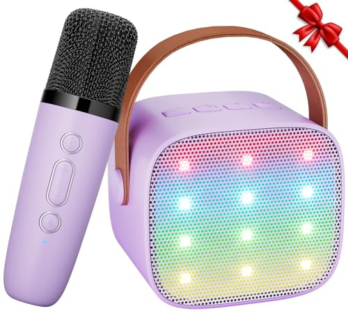 Karaoke-Maschine für Kinder, Mini-Karaoke-Maschine, 2 Mikrofone für Kinder und Erwachsene, Kinder-Karaoke-Maschine für Mädchen mit Stimmenwechsler, Geschenke für Mädchen, Spielzeug für Jungen 3, 4, 5,
