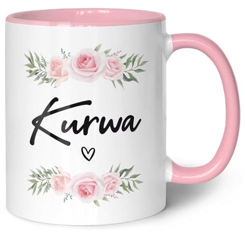 GRAVURZEILE Tasse Mit Spruch - Kurwa - Lustiges Geschenk für Freunde - Für Frauen & Männer - Für Sie & Ihn - Kaffeetasse Kaffeebecher Teetasse - Rosa