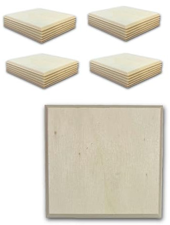 BUNBAN 4mm Pappelsperrholzplatten mit 45 Grad Gehrung | 10x10 cm | 24 Stück - Basteln Modellbau Architekturbedarf (24, 10x10 CM)