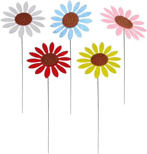 Piquets de Jardin en Métal - Fleur de Marguerite Décoratifs pour Clôture - Décorations Quatre Saisons