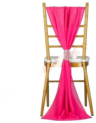 LUHYSU 1 Stück Outdoor-Party, Hochzeit, Stuhlhaube, Chiffon, gerüschte Stuhlschärpen für Stuhldekoration, Weiß, Lila, Rosa, Stuhlbänder – China – Fuchsia