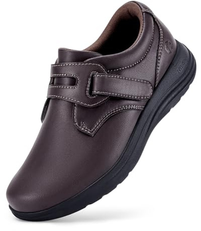 FitVille Scarpe Larghe Donna in Pelle Leggere e Comode per Passeggio per Piedi Sensibili 39 EU Larga Marrone