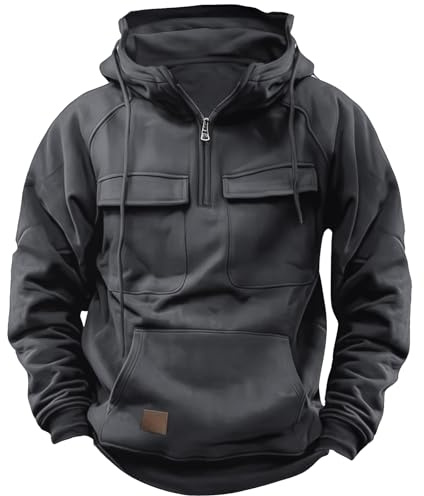 Hello MrLin Cargo Hoodies For Men UK Tactical Sweatshirt Zip Up Hoodies Workout Gym Men Fashion Outdoor Work Hoodie Sweatshirts for men