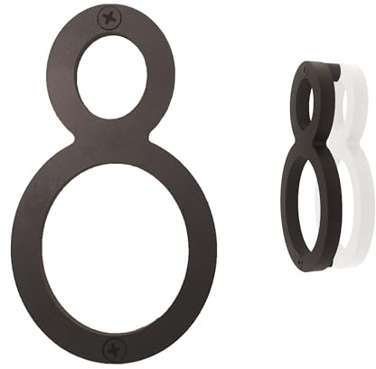 5 Modern Address House Numbers for Outside,Easy to Install 3D Black Weatherproof Address Number with Nails Kit & Template for Exterior House Address,Garage Gate,Street,Farmhouse Number 8