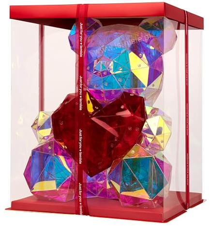 Lemisie Bär mit Herz, Valentinstag, Geburtstag, Muttertag, Frauentag oder Weihnachten. Ideal als Stimmungslicht, verpackt in Einer wunderschönen Geschenkbox mit rotem Band