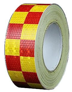 Ruban réfléchissant imperméable, treillis à carreaux 2 pouces x 148 pieds Ruban adhésif de sécurité à grande visibilité pour véhicules, vélos, vêtements, casques, boîtes aux lettres, jaune noir (