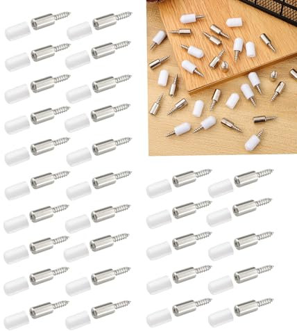 Will Like 30 Stück einlegeboden halter、regalbodenträger 5mm、Schrank Regalbrett Halterung、Regalbodenhalter,Fachbodenträger、Bodenstützen zum Schrauben，Funktioniert mit jedem Regal- oder Schranksystem