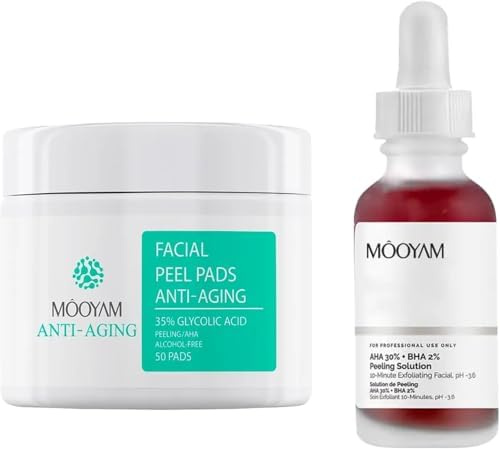 KORAL- Kit exfoliación: Solución Exfoliante Facial, AHA 30% BHA 2% . Exfoliación y impieza facial, Anti-Envejecimiento.+ 50 Almohadillas Faciales Exfoliantes de Ácido Glicólico al 35%, 50 GRATIS