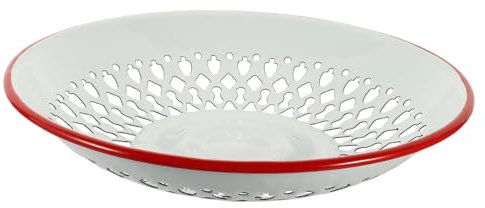 Cabilock Oil Filter Basket Fruit Colander Lightweight Enamel Tableware Household Hollow Fruit Container Storage Tray Enamel Drain Basket Plate Drainer for Kitchen Sink Washroom Hanging